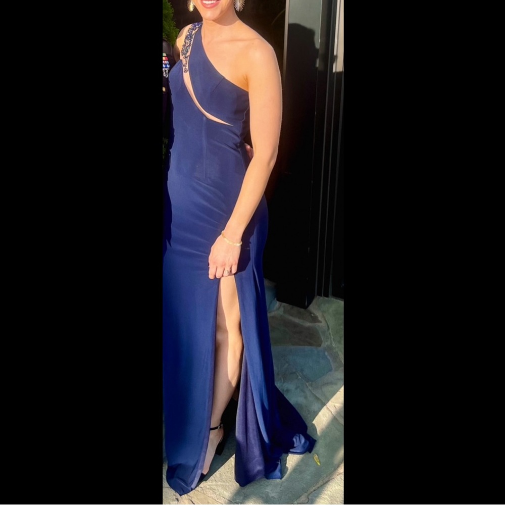Navy One Shoulder gown